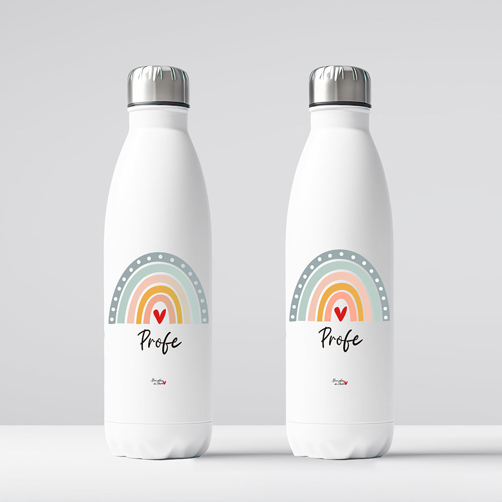 Botella personalizada profe arcoíris