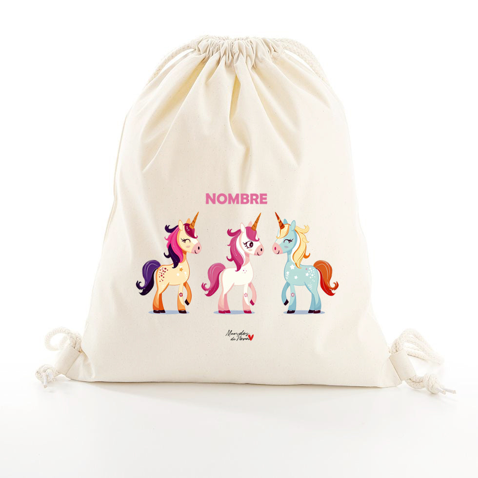 Mochila saco personalizada unicornios