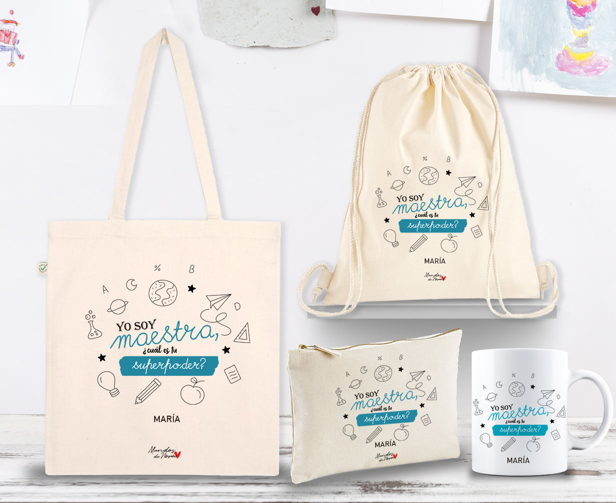 Pack regalo maestra con nombre personalizado