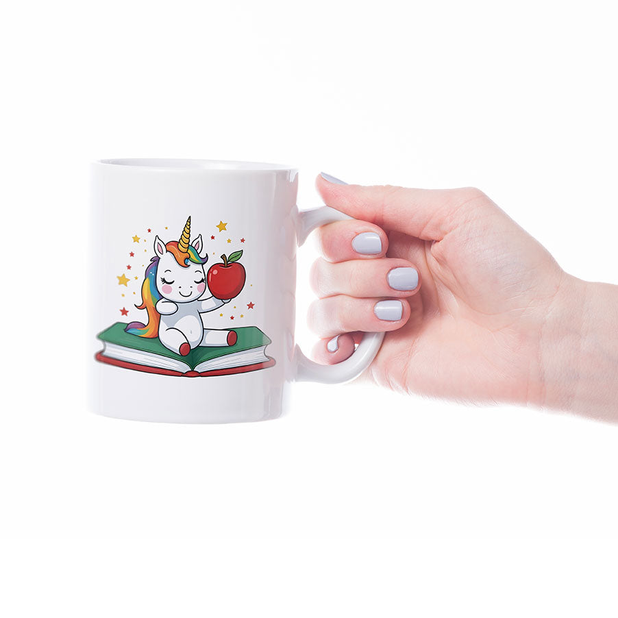 Taza personalizada para profesores con diseño de unicornio