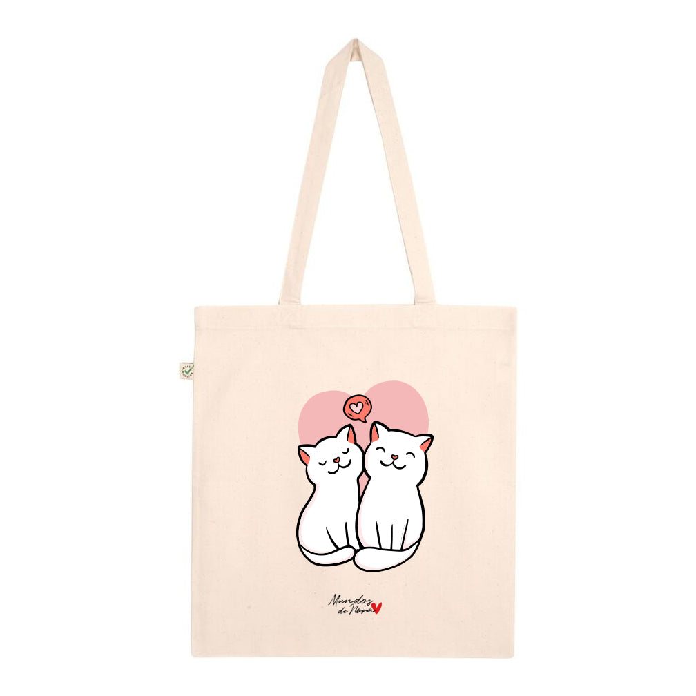 Tote bag estampado de gatitos enamorados – Mundos Nora