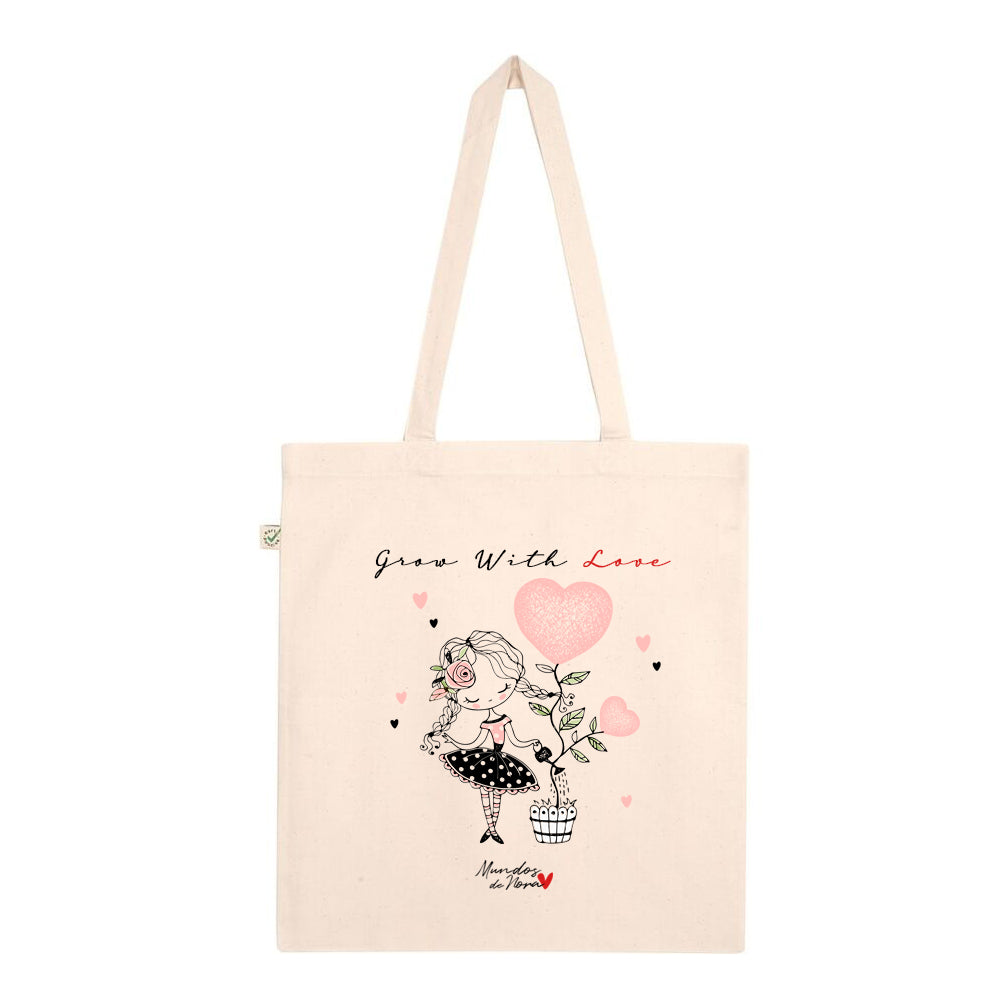 Tote bag con estampado "Grow hith love"