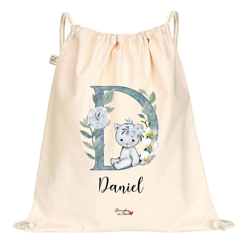 Bolsa / Mochila infantil estampado personalizado con inicial y nombre