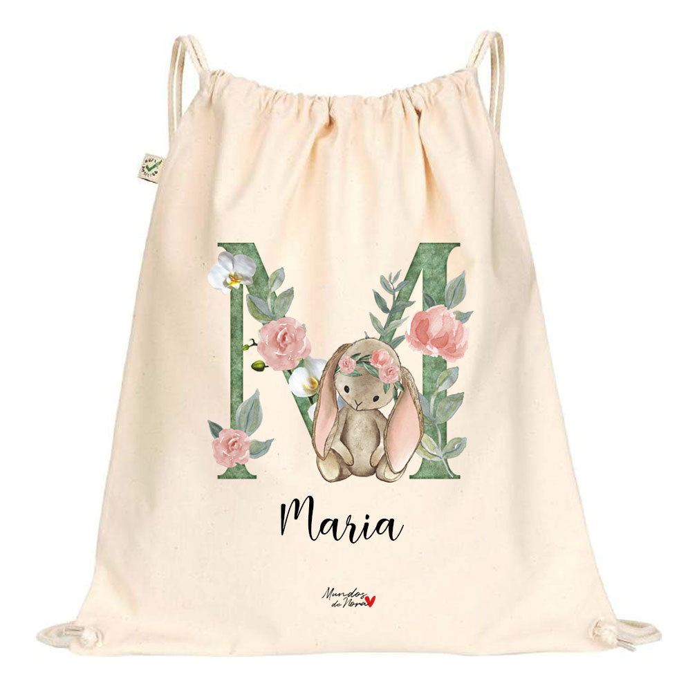 Bolsa / Mochila infantil estampado personalizado con inicial y nombre