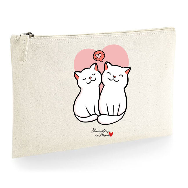 Neceser con estampado de gatitos enamorados