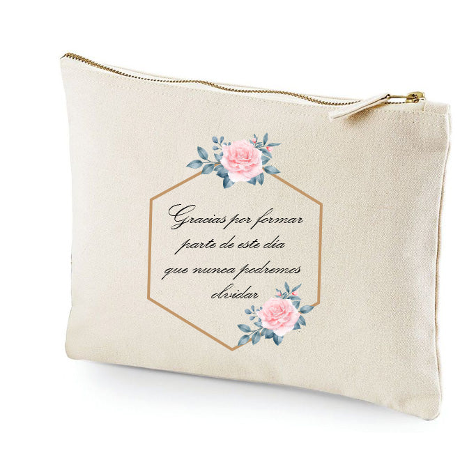 Neceser personalizado con diseño de flores para regalo detalle de boda #01