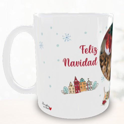 Taza personalizada de Navidad con foto personalizada - Niña patinando