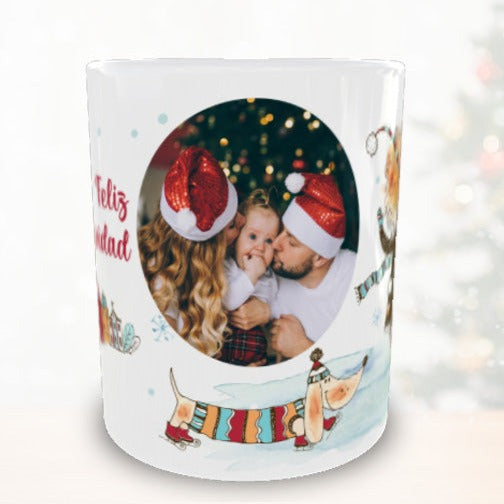 Taza personalizada de Navidad con foto personalizada - Niña patinando