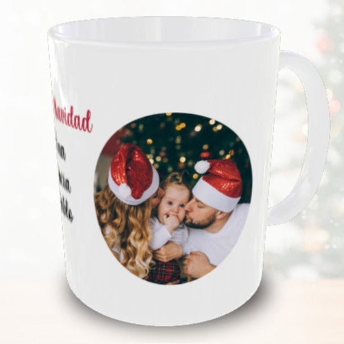 Taza personalizada de Navidad con foto y nombres - Gato kawaii cookies for Santa