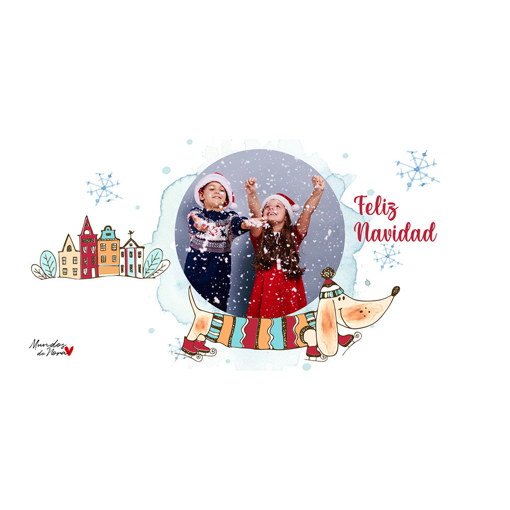 Taza personalizada de Navidad con foto personalizada - Perrito patinando sobre hielo