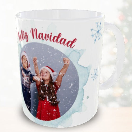 Taza personalizada de Navidad con foto personalizada - Muñeco de nieve