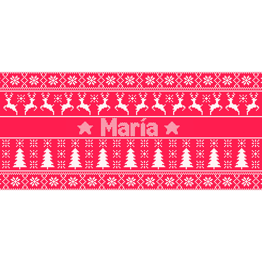 Taza personalizada de Navidad con nombre - Diseño jersey de punto navideño