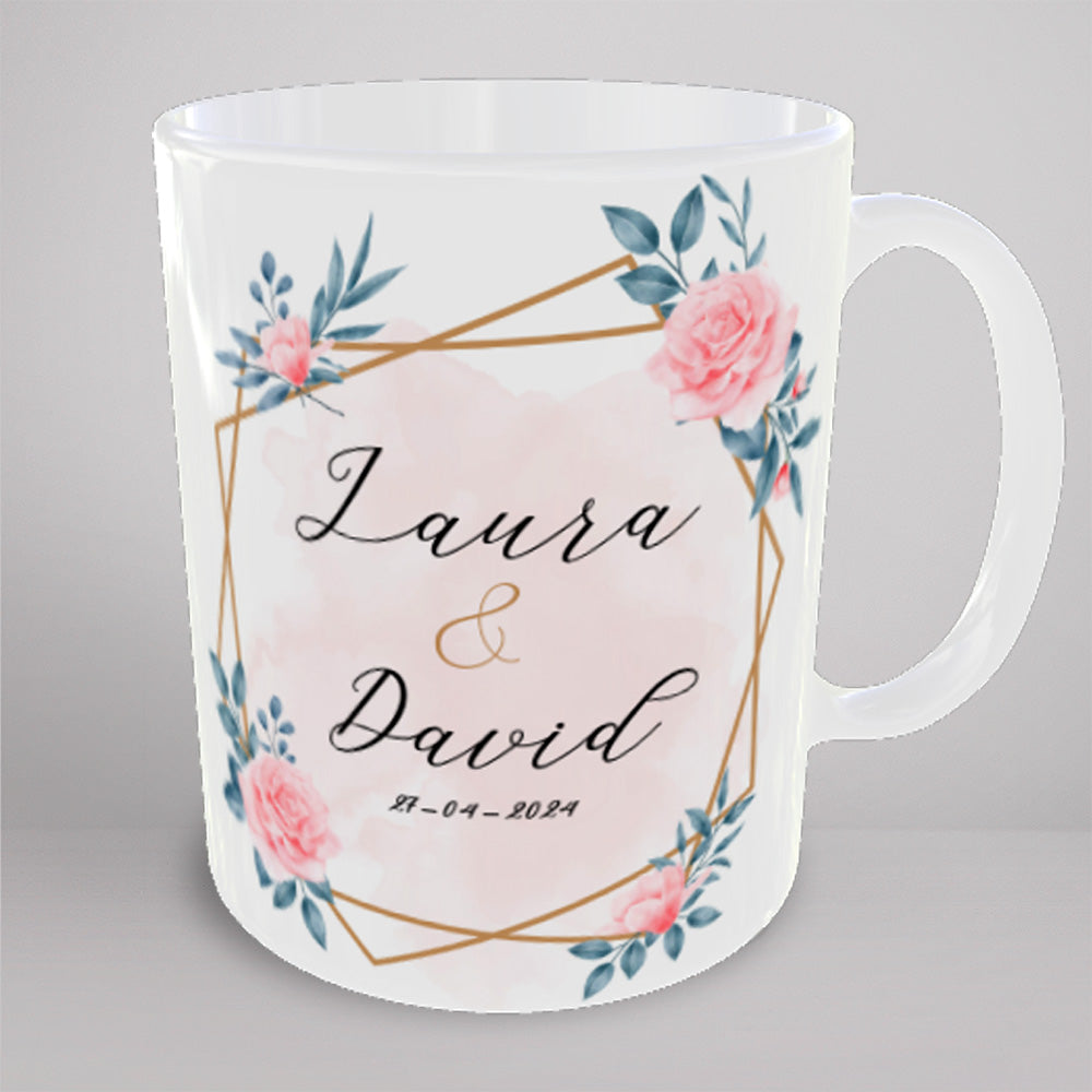 ❤️Taza personalizada con diseño de flores para regalo detalle de boda #01 –  Mundos de Nora