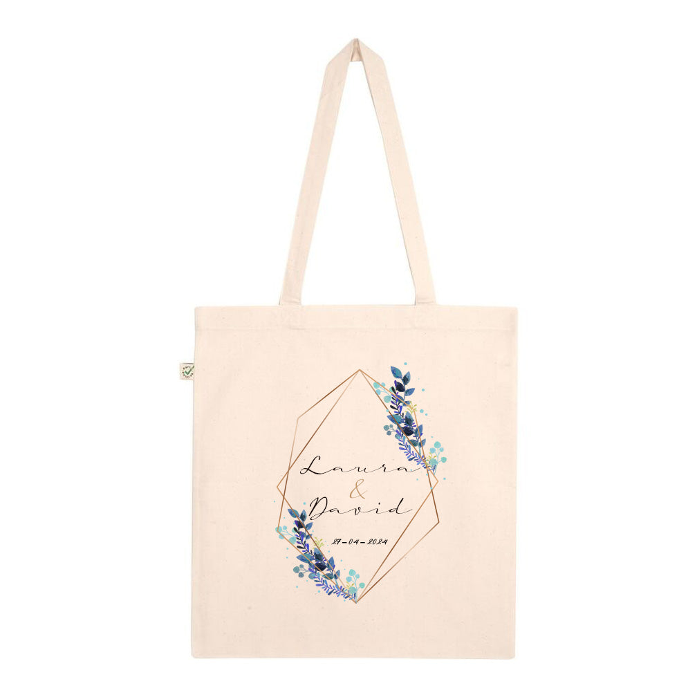 Tote bag personalizada con diseño de flores para regalo detalle de boda #5