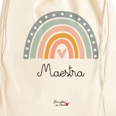 Mochila personalizada maestra con arco iris