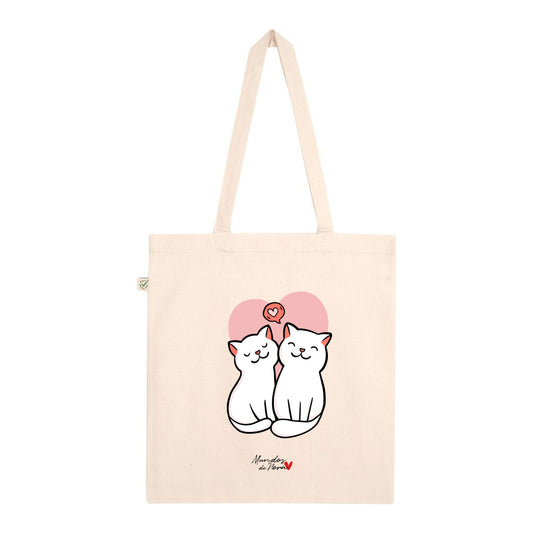 Tote bag con estampado de gatitos enamorados