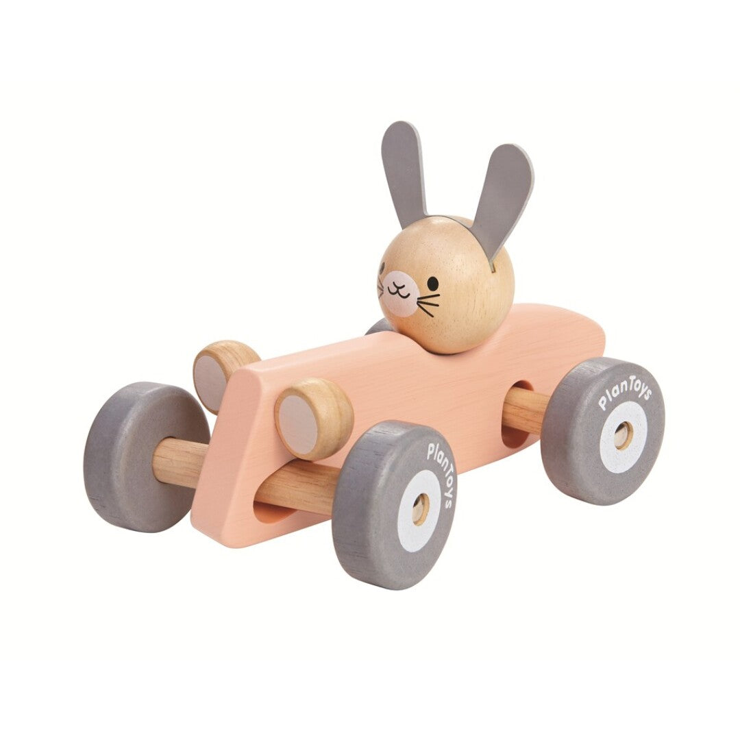 COCHE DE CARRERAS CONEJO VINTAGE PLAN TOYS - Mundos de Nora
