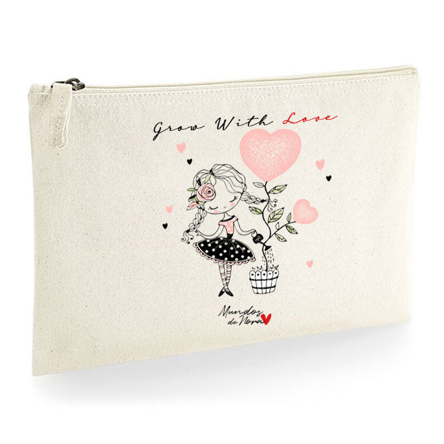 Neceser con estampado "Grow hith love"