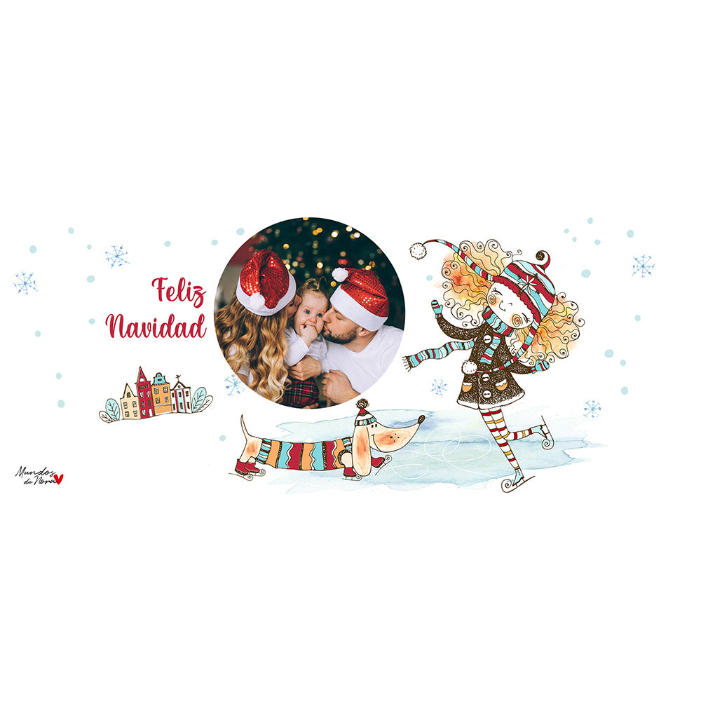 Diseño Taza personalizada de Navidad con foto personalizada - Niña patinando